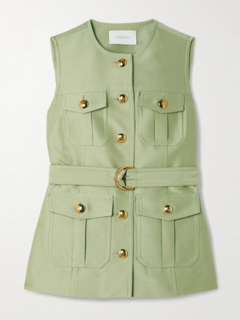 Luna Belted Wool And Silk-blend Vest
