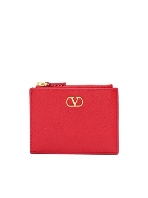 Vlogo Signature grainy calfskin card holder