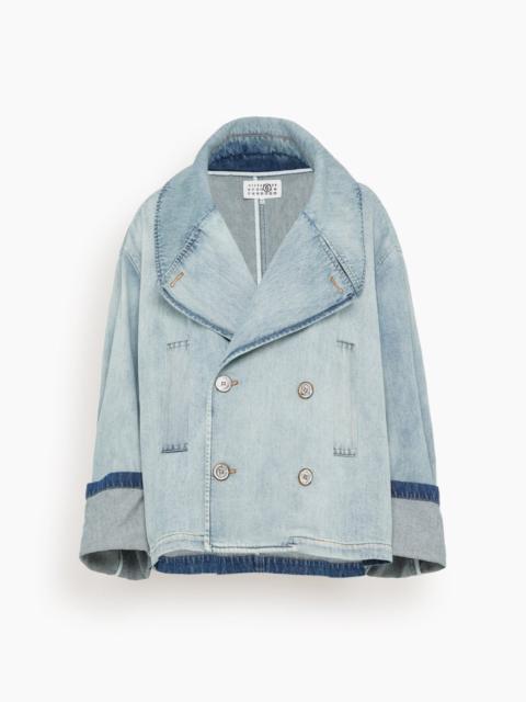 Denim Peacoat in Light Blue