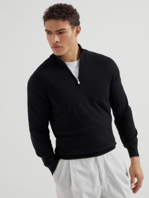 Cashmere sweater with half zip