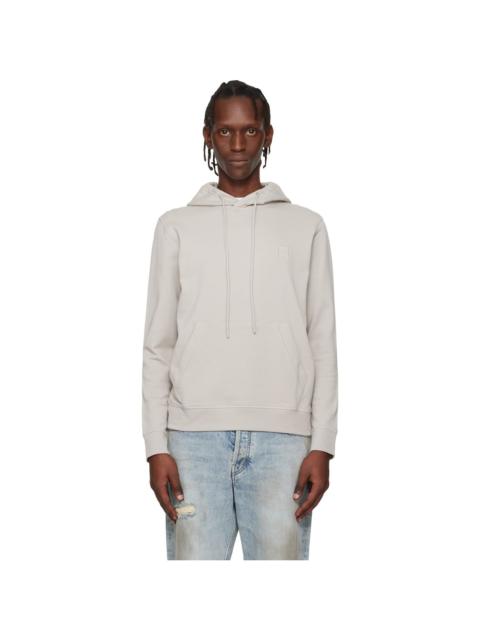 Gray Logo Patch Cotton-Terry Hoodie