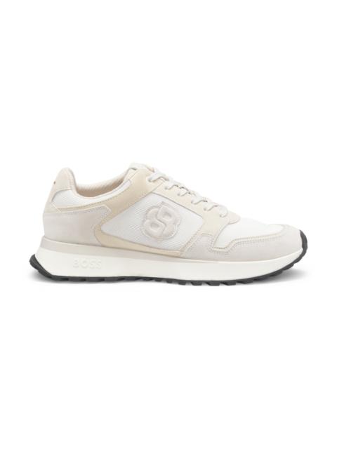 SUEDE-TRIM TRAINERS WITH DOUBLE B MONOGRAM