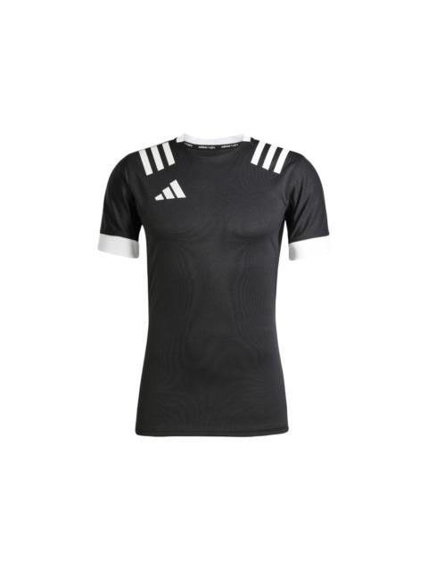 adidas 3-Stripes Fitted Jersey Black White