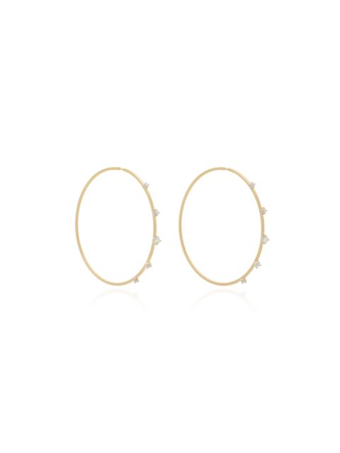 Solar 14K Gold Diamond Hoop Earrings yellow