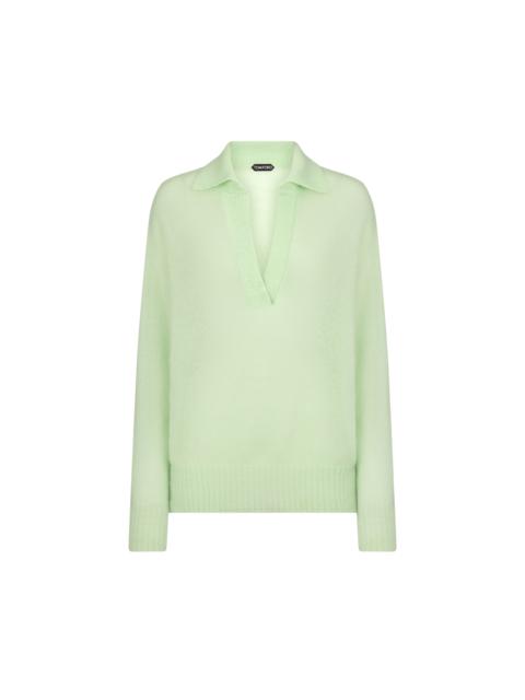 ULTRASOFT CASHMERE SILK OVERSIZED OPEN POLO COLLAR KNIT