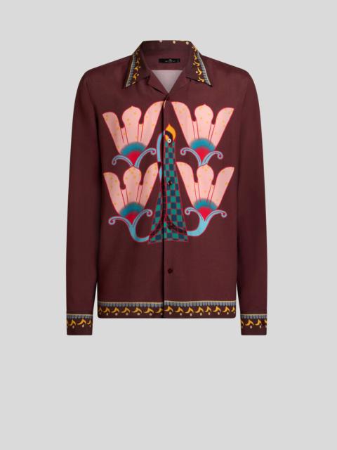 SILK SHIRT WITH PLACED PRINT