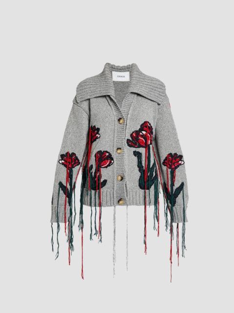 FLORAL EMBROIDERED KNIT CARDIGAN