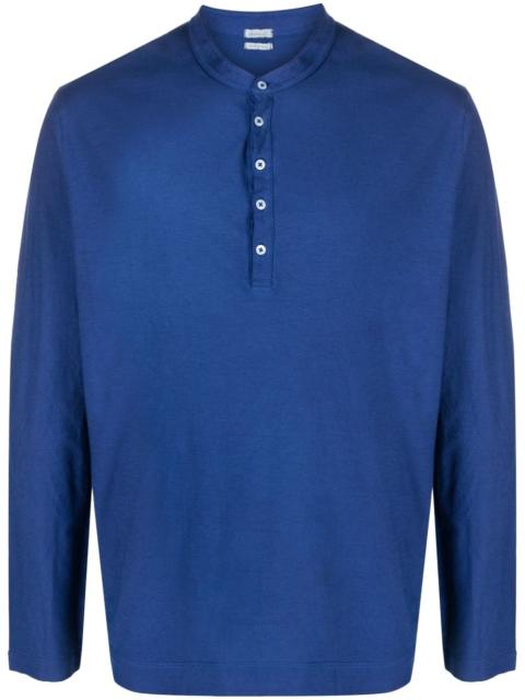 long-sleeve cotton Henley shirt
