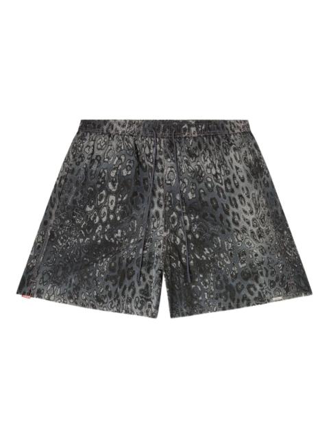 animal-print drawstring swim shorts