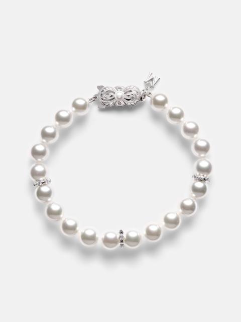 18kt white gold bracelet with diamonds and pearls