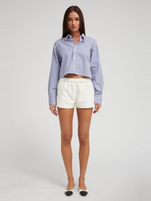 WHITE LEATHER SLIP SHORTS