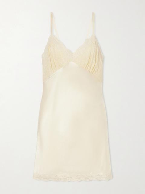 Lace-trimmed Satin-satin Mini Dress