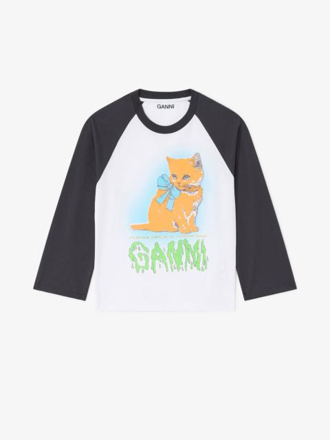 WHITE CROPPED KITTY T-SHIRT