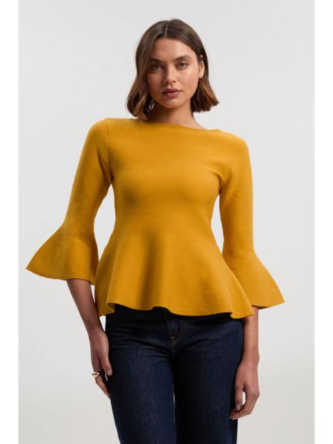 Compact Wool Look Knit Bell Sleeve Top