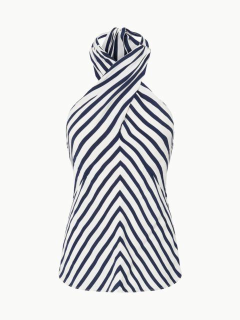 STAUD DAWN TOP WHITE NAVY STRIPE