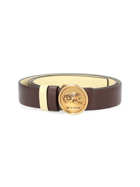 Pegaso-buckle reversible leather belt