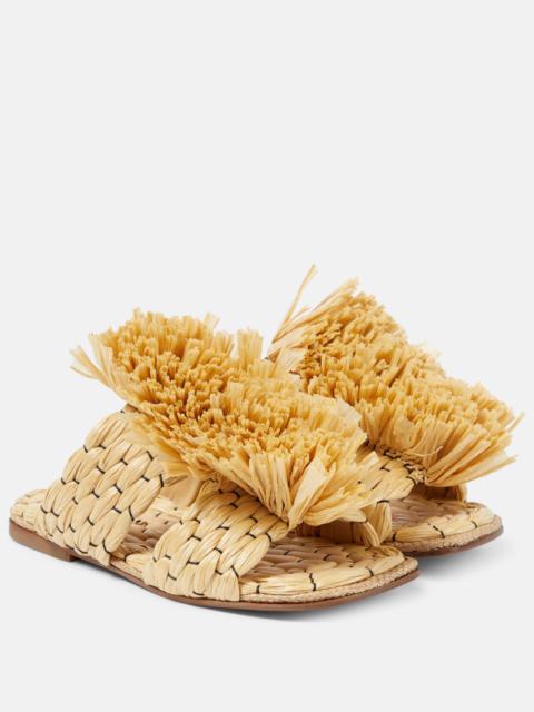 Raffia espadrille slides