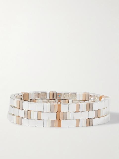 The Quiet Time Set Of Three Silver-tone Enamel Bracelets