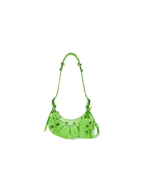 Women's Le Cagole Xs Shoulder Bag Crocodile Embossed in Green