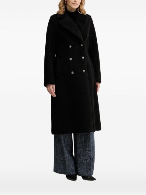 double-breasted faux-fur coat