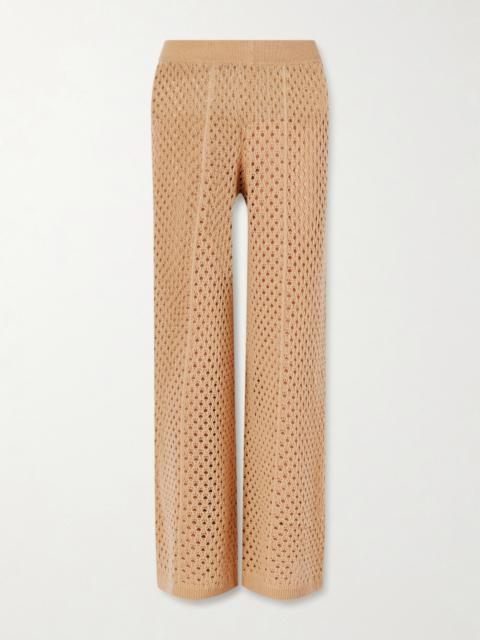Crochet-knit Wool And Cashmere-blend Wide-leg Pants