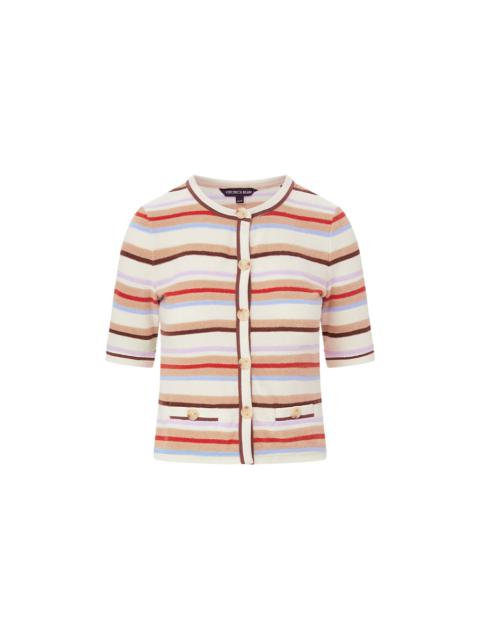 BRENDAN STRIPED SHORT-SLEEVE CARDIGAN