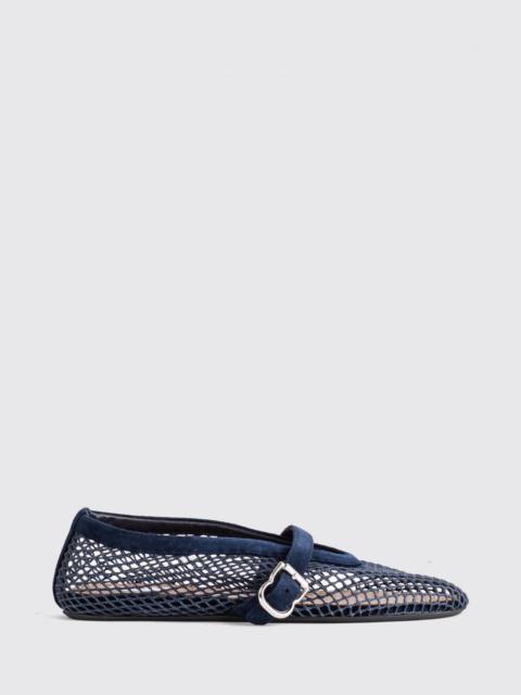 ALAÏA Mesh and Leather Mary Jane Ballet Flats with Adjustable Strap
