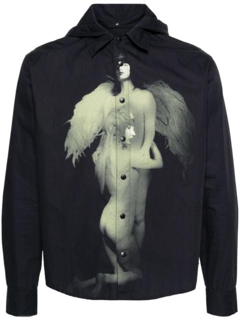 printed hooded shirt