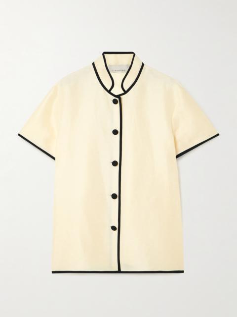 Mandarin Linen-blend Blouse