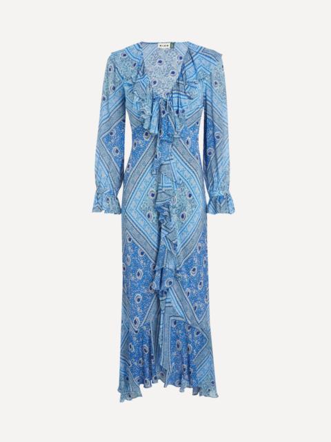 Gracie Boho Scarf Blue Midi Dress