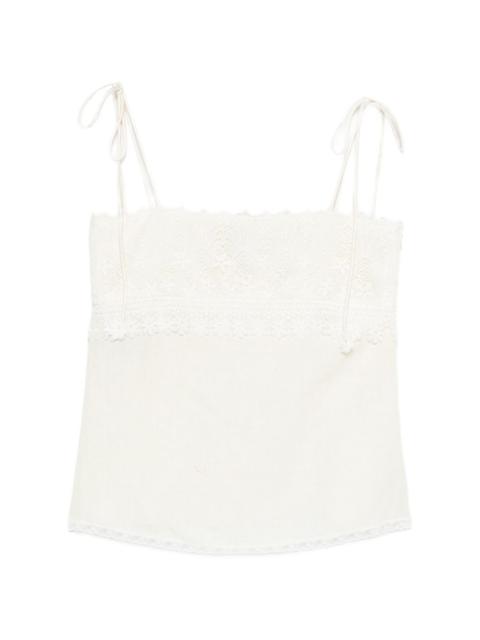 lace-detail tie-strap top