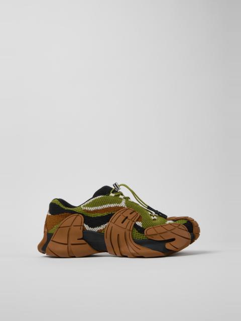 Brown-Green Textile Sneakers
