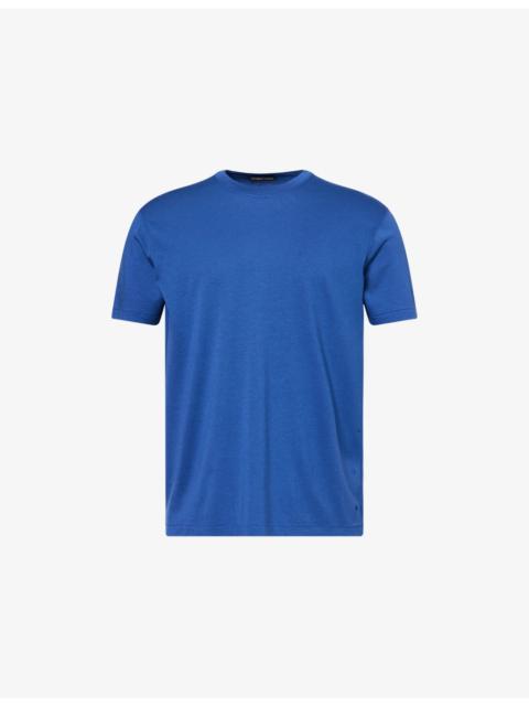 Brand-Embroidery Crewneck Woven T-Shirt