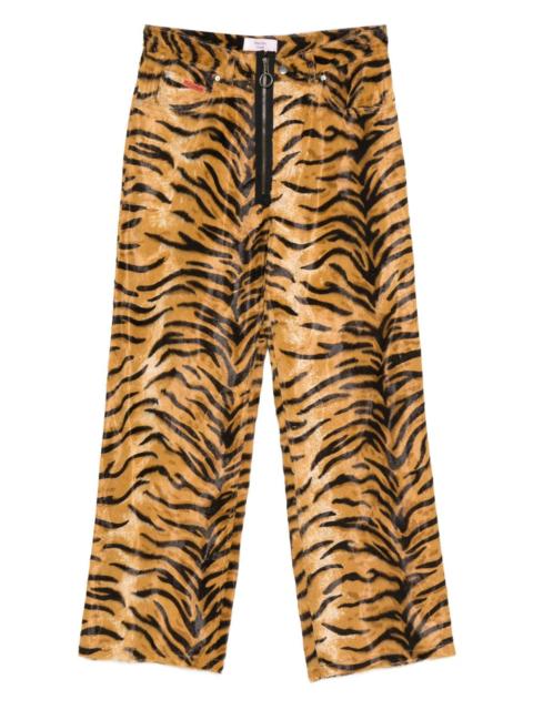 tiger-print zip-fly trousers