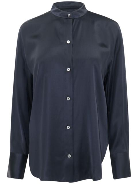 band-collar satin shirt