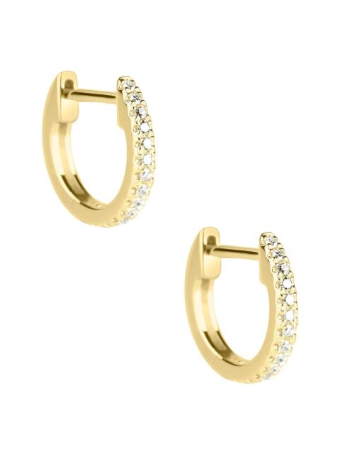 White Diamond Pave Huggie Earrings