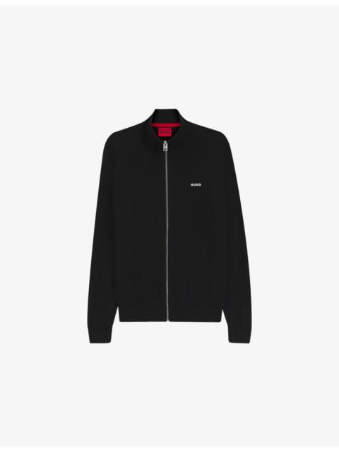 Branded-Print Zip-Up Cotton-Knit Jacket