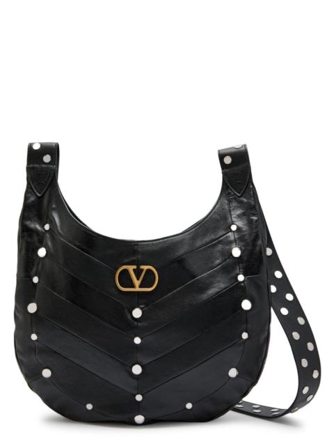 Valentino Garavani Logo-plaque Studded Chevron Leather Hobo bag