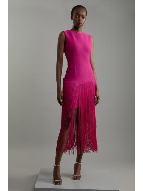 Figure Form Bandage Tassel Hem Knitted Dress