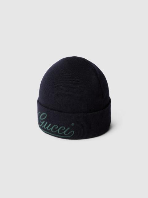 Wool hat with Gucci embroidery