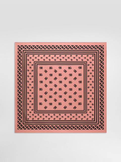 Silk twill foulard with all-over DG logo print (70x70)