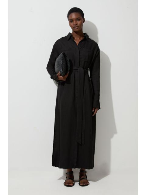 Viscose Linen Woven Belted Shirt Dress