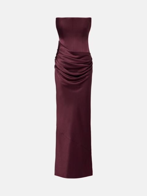 Draped crêpe satin corset gown