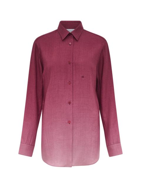 Reyes Shirt in Bordeaux Cashmere Silk Herringbone