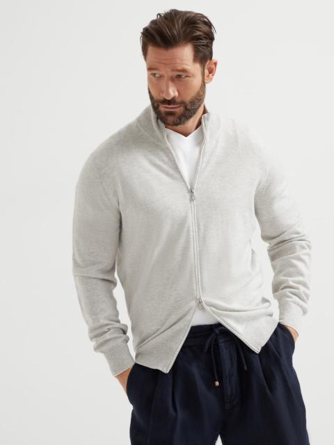 Cashmere turtleneck cardigan with zipper