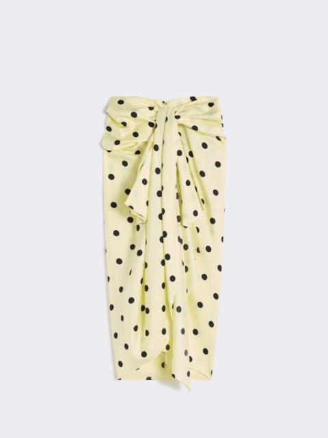 Silk twill knot skirt - lemon