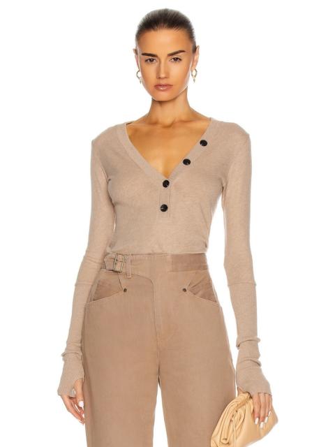 Cashmere Long Sleeve Cuffed Henley Top