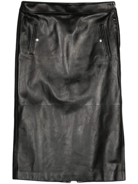 low-rise leather skirt