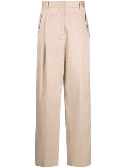 wide-leg gabardine trousers