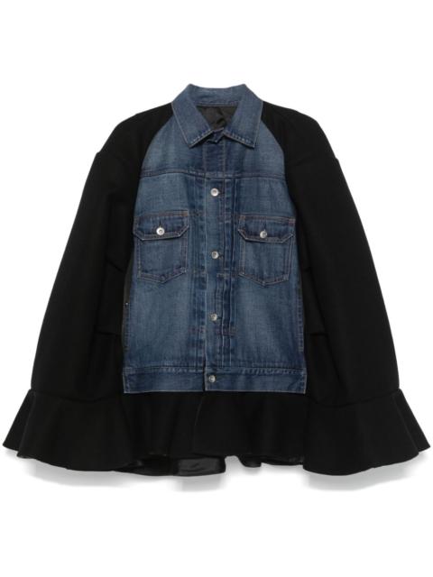 denim-panel cape